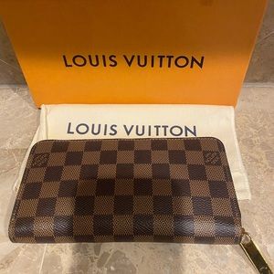 🌸AUTHENTIC- LOUIS VUITTON DAMIER EBENE ZIPPY WALLET - ROSE BALLERINE